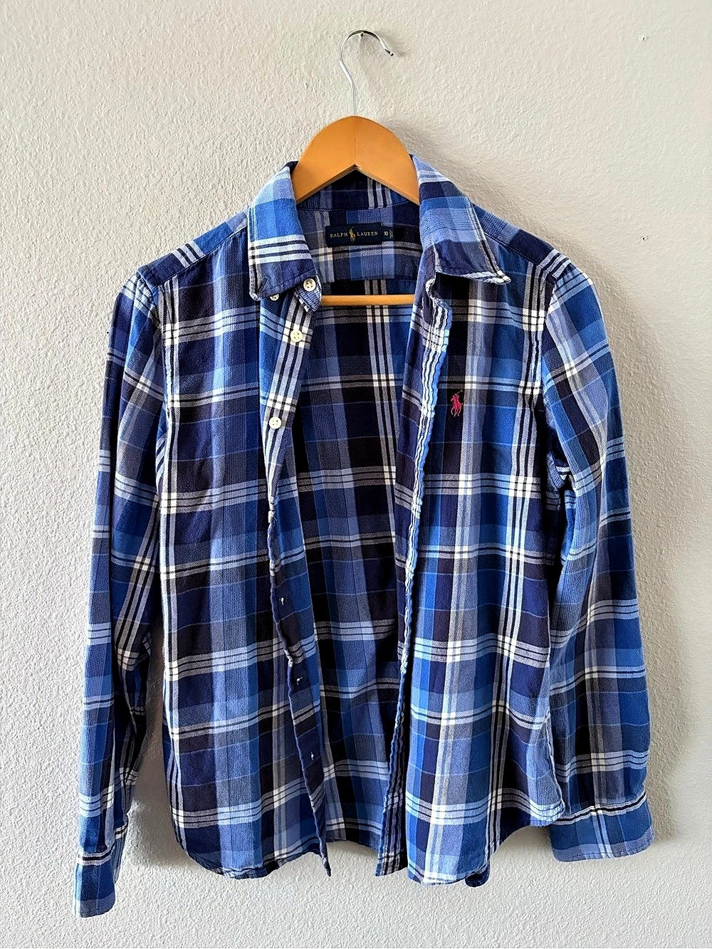 Polo Ralph Lauren women’s  Blue & White Plaid Button Down Shirt